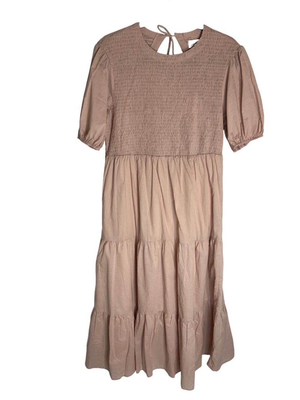 NWT Petal & Pup Minot Shirred Smocked Ankle Puff Sleeve Tiered Midi Dress-sz 8